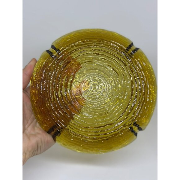 VTG 1970's Anchor Hocking Soreno Woodgrain Style Heavy Ashtray Amber Set of 2 - Picture 7 of 10